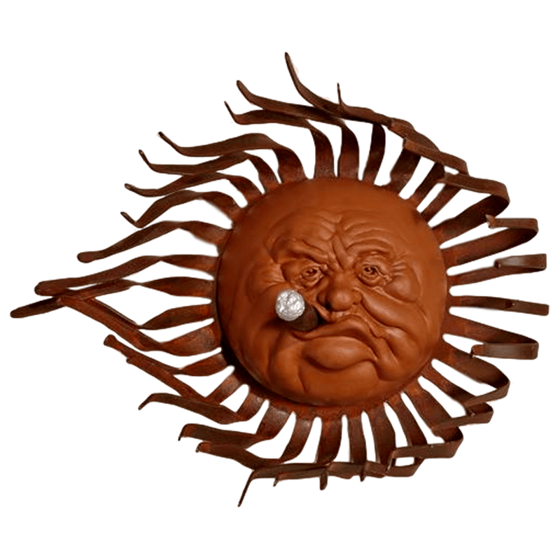 Handcrafted Archie Sun Face on Metal Windblown Ray