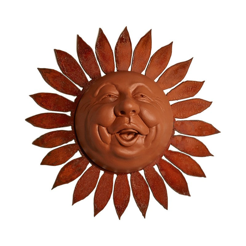 Small Happy Sun Face on Sunflower Metal Ray