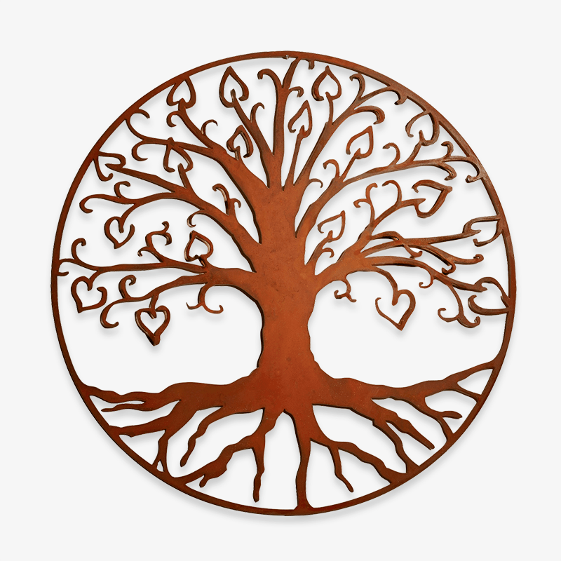 Handcrafted Metal Tree of Life Hearts Wall Art